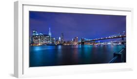 Brooklyn Bridge and Manhattan Skyline at Dusk, New York City, New York-Karen Deakin-Framed Photographic Print