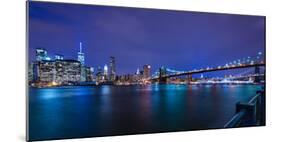 Brooklyn Bridge and Manhattan Skyline at Dusk, New York City, New York-Karen Deakin-Mounted Photographic Print