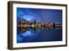 Brooklyn Bridge and Manhattan Skyline at Dusk, New York City, New York-Karen Deakin-Framed Photographic Print