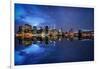 Brooklyn Bridge and Manhattan Skyline at Dusk, New York City, New York-Karen Deakin-Framed Photographic Print