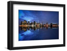 Brooklyn Bridge and Manhattan Skyline at Dusk, New York City, New York-Karen Deakin-Framed Photographic Print