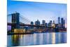 Brooklyn Bridge and Manhattan skyline at dusk, New York City, United States of America, North Ameri-Fraser Hall-Mounted Photographic Print