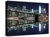 Brooklyn Bridge and Manhattan Skyline at Night, New York City-Zigi-Stretched Canvas