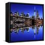 Brooklyn Bridge and Manhattan Skyline at Night, New York City-Zigi-Framed Stretched Canvas