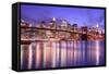 Brooklyn Bridge and Manhattan Skyline at Night, New York City-Zigi-Framed Stretched Canvas