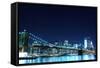 Brooklyn Bridge and Manhattan Skyline at Night, New York City-Zigi-Framed Stretched Canvas