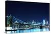 Brooklyn Bridge and Manhattan Skyline at Night, New York City-Zigi-Stretched Canvas