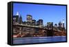 Brooklyn Bridge and Manhattan Skyline at Night, New York City-Zigi-Framed Stretched Canvas