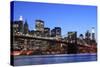 Brooklyn Bridge and Manhattan Skyline at Night, New York City-Zigi-Stretched Canvas