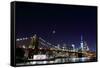 Brooklyn Bridge and Manhattan Skyline at Night, New York City-Zigi-Framed Stretched Canvas