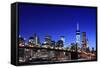 Brooklyn Bridge and Manhattan Skyline at Night, New York City-Zigi-Framed Stretched Canvas