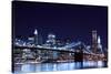 Brooklyn Bridge and Manhattan Skyline at Night, New York City-Zigi-Stretched Canvas