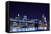 Brooklyn Bridge and Manhattan Skyline at Night, New York City-Zigi-Framed Stretched Canvas