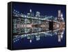 Brooklyn Bridge and Manhattan Skyline at Night, New York City-Zigi-Framed Stretched Canvas