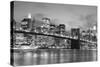 Brooklyn Bridge and Manhattan Skyline at Night, New York City-Zigi-Stretched Canvas