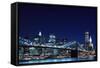 Brooklyn Bridge and Manhattan Skyline at Night, New York City-Zigi-Framed Stretched Canvas