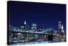 Brooklyn Bridge and Manhattan Skyline at Night, New York City-Zigi-Stretched Canvas