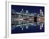 Brooklyn Bridge and Manhattan Skyline at Night, New York City-Zigi-Framed Photographic Print