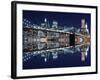 Brooklyn Bridge and Manhattan Skyline at Night, New York City-Zigi-Framed Photographic Print