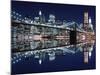 Brooklyn Bridge and Manhattan Skyline at Night, New York City-Zigi-Mounted Photographic Print