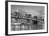 Brooklyn Bridge and Manhattan Skyline at Night, New York City-Zigi-Framed Photographic Print