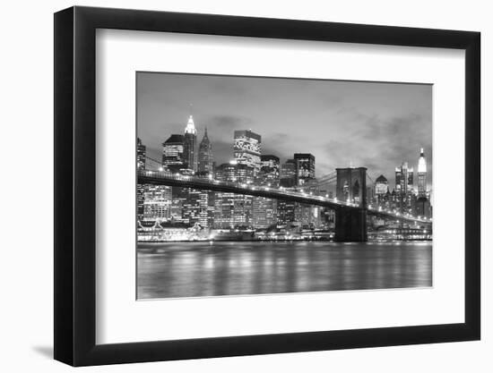 Brooklyn Bridge and Manhattan Skyline at Night, New York City-Zigi-Framed Photographic Print