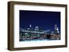 Brooklyn Bridge and Manhattan Skyline at Night, New York City-Zigi-Framed Photographic Print