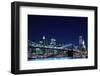 Brooklyn Bridge and Manhattan Skyline at Night, New York City-Zigi-Framed Photographic Print