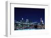 Brooklyn Bridge and Manhattan Skyline at Night, New York City-Zigi-Framed Photographic Print