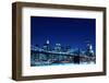 Brooklyn Bridge and Manhattan Skyline at Night, New York City-Zigi-Framed Photographic Print