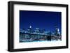 Brooklyn Bridge and Manhattan Skyline at Night, New York City-Zigi-Framed Photographic Print