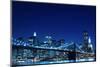 Brooklyn Bridge and Manhattan Skyline at Night, New York City-Zigi-Mounted Photographic Print