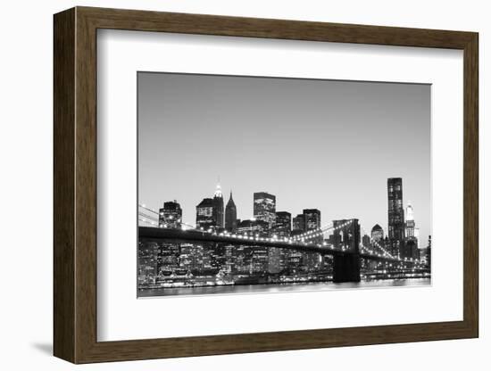 Brooklyn Bridge and Manhattan Skyline at Night, New York City-Zigi-Framed Photographic Print