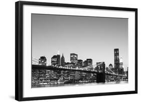 Brooklyn Bridge and Manhattan Skyline at Night, New York City-Zigi-Framed Photographic Print