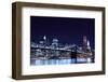 Brooklyn Bridge and Manhattan Skyline at Night, New York City-Zigi-Framed Photographic Print