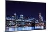 Brooklyn Bridge and Manhattan Skyline at Night, New York City-Zigi-Mounted Photographic Print