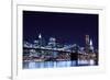 Brooklyn Bridge and Manhattan Skyline at Night, New York City-Zigi-Framed Photographic Print