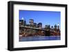 Brooklyn Bridge and Manhattan Skyline at Night, New York City-Zigi-Framed Photographic Print