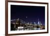 Brooklyn Bridge and Manhattan Skyline at Night, New York City-Zigi-Framed Photographic Print