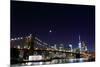 Brooklyn Bridge and Manhattan Skyline at Night, New York City-Zigi-Mounted Photographic Print