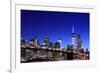 Brooklyn Bridge and Manhattan Skyline at Night, New York City-Zigi-Framed Photographic Print