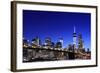 Brooklyn Bridge and Manhattan Skyline at Night, New York City-Zigi-Framed Photographic Print