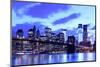 Brooklyn Bridge and Manhattan Skyline at Night, New York City-Zigi-Mounted Photographic Print