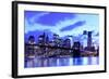 Brooklyn Bridge and Manhattan Skyline at Night, New York City-Zigi-Framed Photographic Print