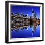 Brooklyn Bridge and Manhattan Skyline at Night, New York City-Zigi-Framed Photographic Print