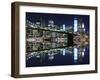 Brooklyn Bridge and Manhattan Skyline at Night, New York City-Zigi-Framed Photographic Print