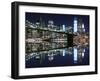 Brooklyn Bridge and Manhattan Skyline at Night, New York City-Zigi-Framed Photographic Print