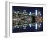 Brooklyn Bridge and Manhattan Skyline at Night, New York City-Zigi-Framed Photographic Print