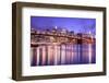 Brooklyn Bridge and Manhattan Skyline at Night, New York City-Zigi-Framed Photographic Print