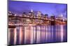 Brooklyn Bridge and Manhattan Skyline at Night, New York City-Zigi-Mounted Photographic Print